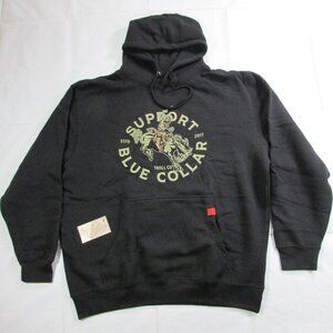 Troll Co. Women's Support Blue Collar Rodeo Graphic Hooded Pullover Sweatshirt B